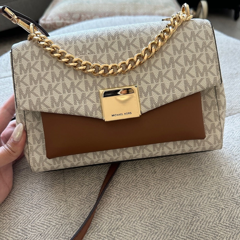 Michael kors crossbody bag white/brown